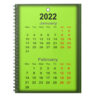 2022 Kalender januari Februari druk op.. Notitieboek
