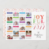 2022 Kalender JOYFUL WISHES Fotocollage Feestdagenkaart (Voorkant / Achterkant)