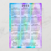 2022 Kalender kleurrijke Iridescent Holographic Programmakaart (Voorkant)