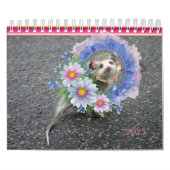 2022 Kalender Kleurrijke Strepen Opossum Bloemen (Hoes)