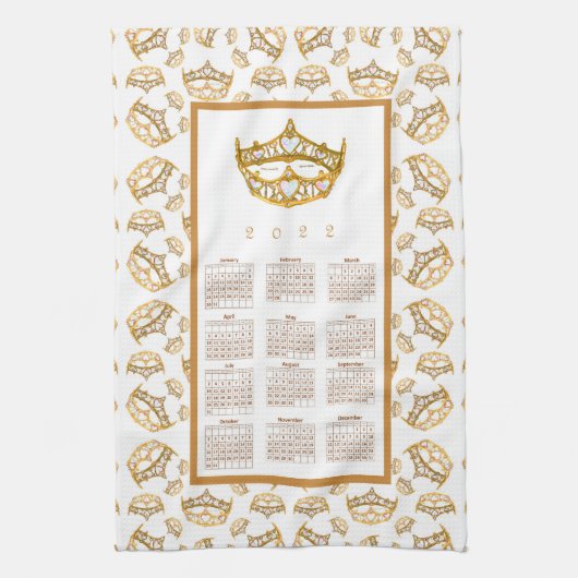 2022 Kalender Koningin Harten Gold Crown Tiara Bor Theedoek (Verticaal)