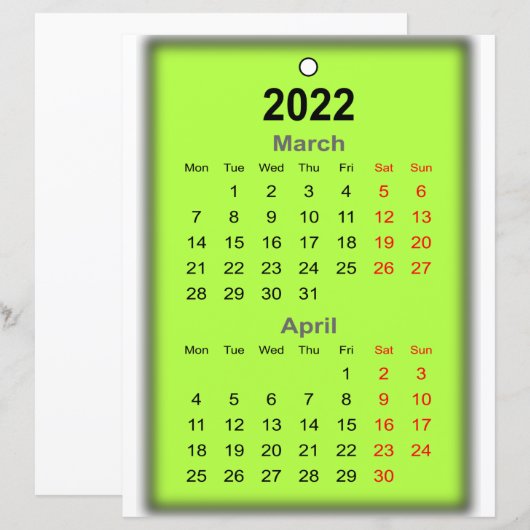 2022 Kalender maart April Druk op.. (Voorkant / Achterkant)