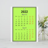 2022 Kalender maart April Druk op.. (Staand voorkant)