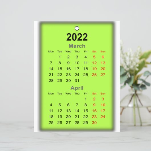 2022 Kalender maart April Druk op.. (Staand voorkant)