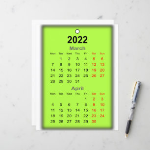 2022 Kalender maart April Druk op..