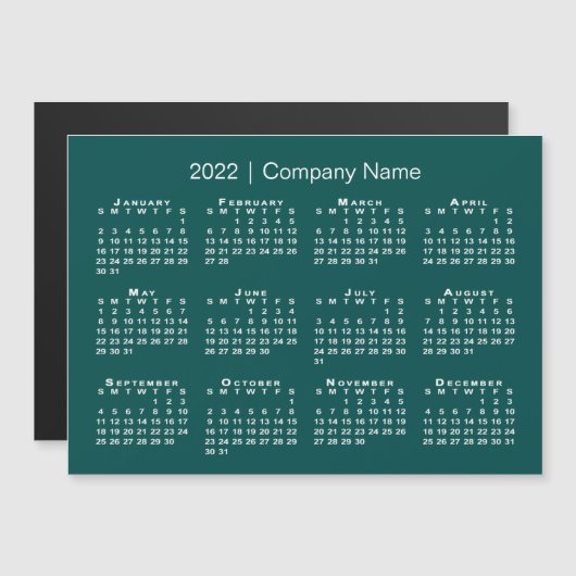 2022 Kalender met Blauwe Groene Magnet van de Naam (Voorkant / Achterkant)