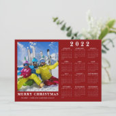 2022 Kalender Minimalis MERRY CHRISTMAS Foto Rood Feestdagenkaart (Staand voorkant)
