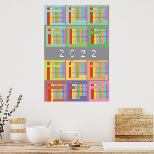 2022 kalender volledig kleuren poster (Keuken)