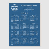 2022 Kalender Zakelijke Logo Tekst Blauwe Magneet  (Voorkant)