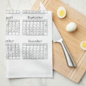 2022 Kalender Zwart Stof Lettertype Kunst Textiel Theedoek (Quarter Fold)