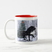 2022 Kerstpaarden en kardinalen Tweekleurige Koffiemok (Links)