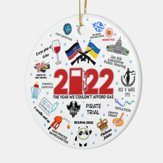 2022 kerstversiering, het jaar dat we niet konden  keramisch ornament (Links)