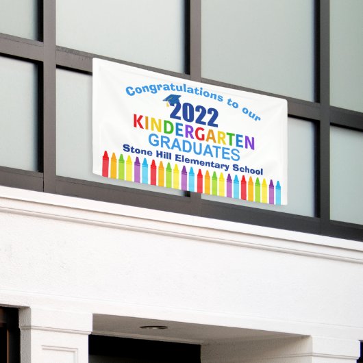2022 Kindergarten Afstuderen basisschool Spandoek (Buitenkant Gebouw)