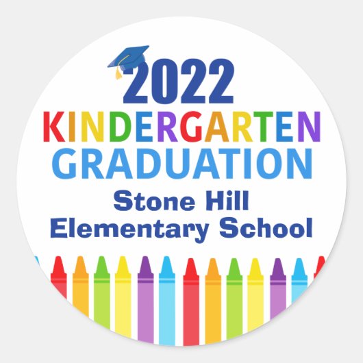 2022 Kindergarten Afstuderen Douane School Party Ronde Sticker (Voorkant)