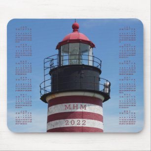 2022 Klassieke West Quoddy Red Lighthouse Calendar Muismat