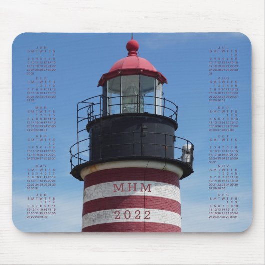 2022 Klassieke West Quoddy Red Lighthouse Calendar Muismat (Voorkant)