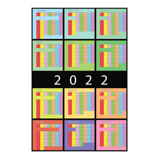 2022 kleur kalender planner foto afdruk (Voorkant)