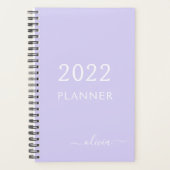 2022 Lavender Paars Girly Script Monogram naam Planner (Voorkant)