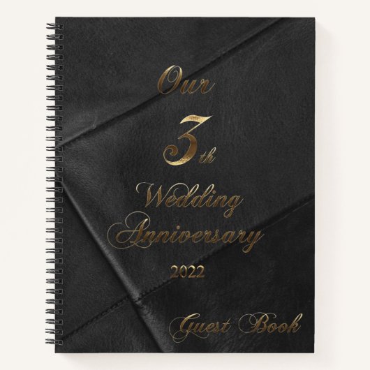2022 Leather Wedding Our 3th Jubileum Guestbook Notitieboek (Voorkant)