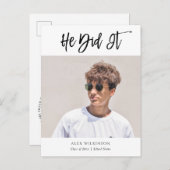 2022 maakte hij het moderne Afstuderen voor kallig Aankondigingskaart (Voorkant / Achterkant)