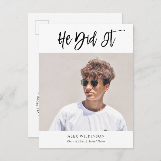 2022 maakte hij het moderne Afstuderen voor kallig Aankondigingskaart (Voorkant / Achterkant)