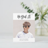 2022 maakte hij het moderne Afstuderen voor kallig Aankondigingskaart (Staand voorkant)