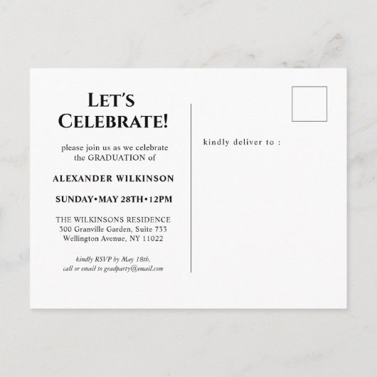 2022 maakte hij het moderne Afstuderen voor kallig Uitnodiging Briefkaart (Achterkant)