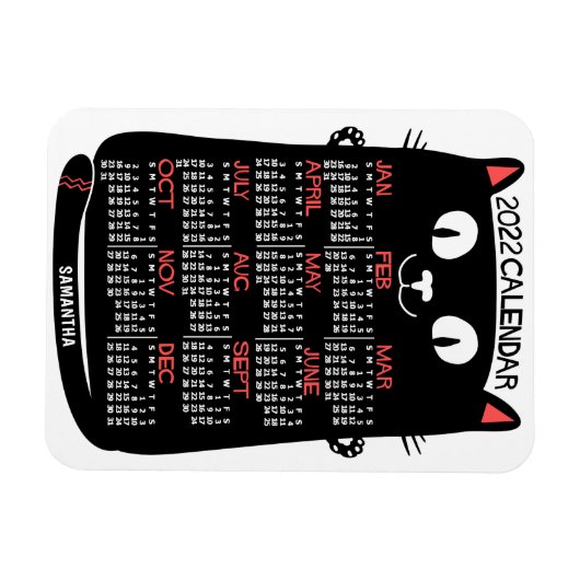 2022 Maandelijkse kalender uit de midden-eeuwse zw Magneet (Horizontaal)