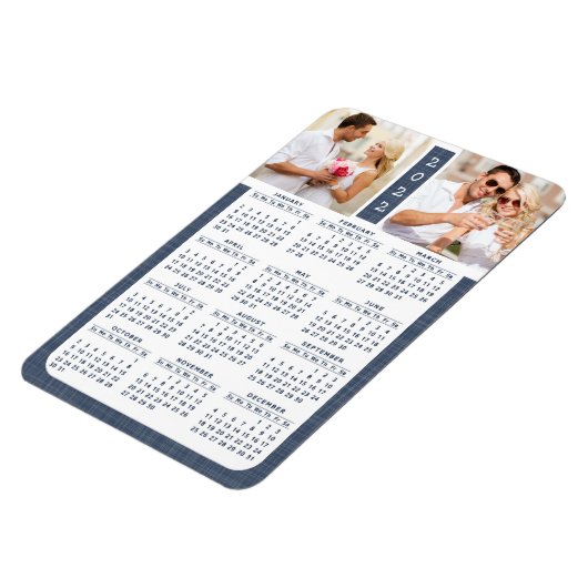 2022 Magnetic Fridge Calendar Foto Blue Modern Magneet (Linkerzijde)