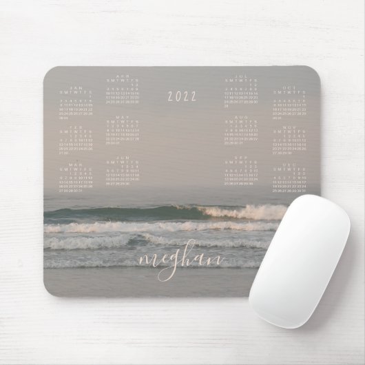 2022 Maine Ocean Waves Blush Calendar Muismat (Met muis)