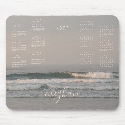 2022 Maine Ocean Waves Blush Calendar Muismat (Voorkant)