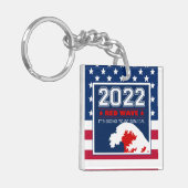 2022 Midterm Elections RED WAVE US Flag Sleutelhanger (Voorkant Links)