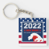 2022 Midterm Elections RED WAVE US Flag Sleutelhanger (Voorkant)