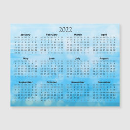 2022 Mini Kalender Magnetische Ombre Blauw Magnetische Uitnodiging