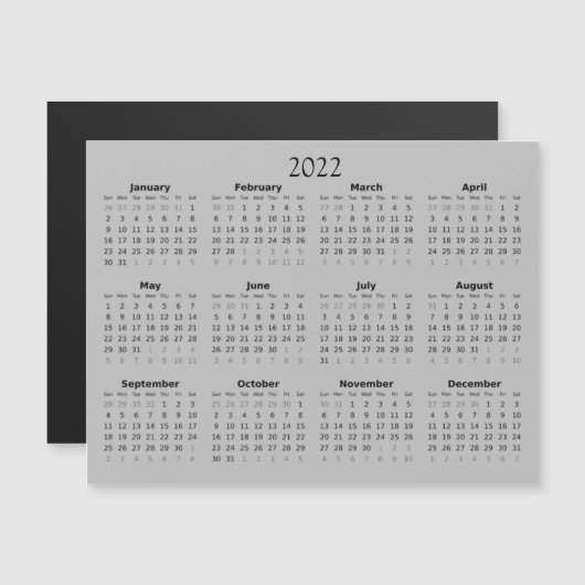 2022 Mini kalender magnetische uitnodiging (Voorkant / Achterkant)