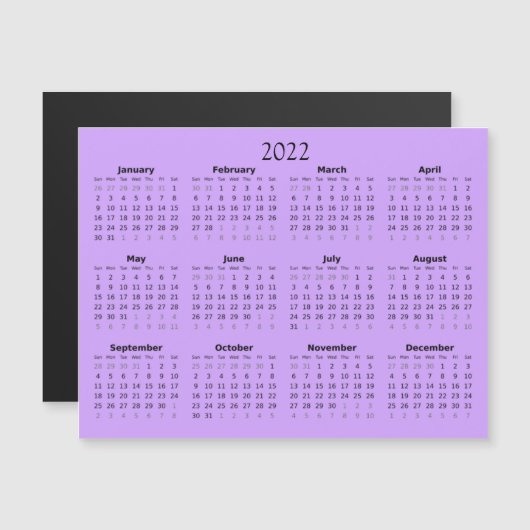 2022 Mini kalender magnetische uitnodiging (Voorkant / Achterkant)
