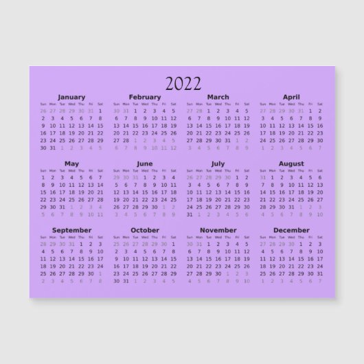 2022 Mini kalender magnetische uitnodiging (Voorkant)