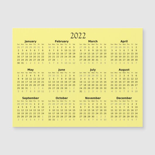 2022 Mini Kalender Magnetische Uitnodiging (Voorkant)