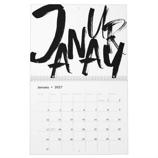 2022 Minimale Abstracte zwarte en witte agenda Kalender (Jan 2027)