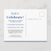 2022 Modern Blue Trendy Typography Guy Afstuderen Uitnodiging Briefkaart (Achterkant)