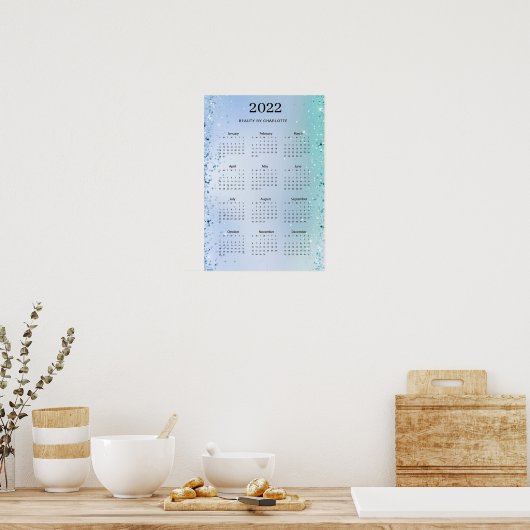 2022! Modern Glitter Calender Poster (Keuken)