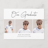 2022 Modern minimalistisch script 3 Foto Afstudere Uitnodiging Briefkaart (Voorkant)