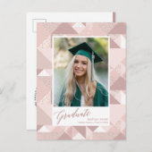 2022 Moderne roze Glitter Script Photo Afstuderen Aankondigingskaart (Voorkant / Achterkant)