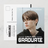 2022 Moderne, zwarte witte Afstudeerder van het Ma Aankondigingskaart (Voorkant / Achterkant)