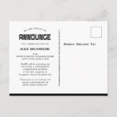 2022 Moderne, zwarte witte Afstudeerder van het Ma Aankondigingskaart (Achterkant)