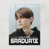 2022 Moderne, zwarte witte Afstudeerder van het Ma Aankondigingskaart (Voorkant)