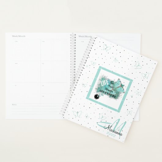 2022 Monogram naam White Modern Planner (Display)