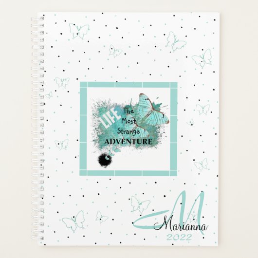2022 Monogram naam White Modern Planner (Voorkant)