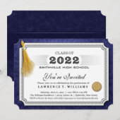 2022 Navy Blue Diploma Gold Tassel Afstuderen IV Kaart (Voorkant / Achterkant)