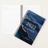 2022 Navy Blue Gold Agate Geode Script Monogram Planner (Display)